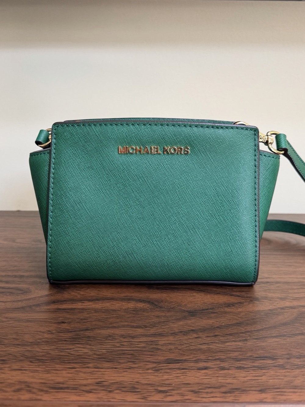 Michael Kors Selma Saffiano Leather Green Crossbody Bag